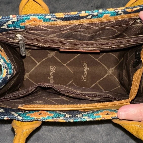 Wrangler Navy Tote with Yellow & Turquoise Geometric Embroidery - Picture 2 of 7